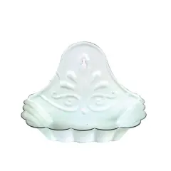 6" White Enameled Metal Soap Dish