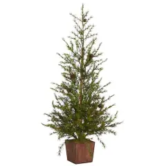 3ft. Unlit Alpine with Pinecones Artificial Potted Christmas Tree