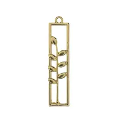 John Bead 34mm Gold Rectangle Leaves Beadwork Pendants, 4ct.
