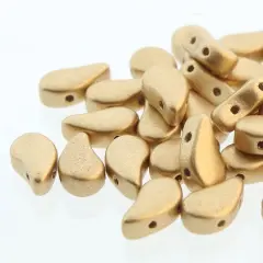 The Beadsmith&reg; Paisley Duo 2-Hole Czech Glass Teardrop Beads, 8mm Bronze Pale Gold