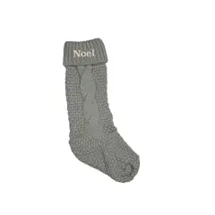 18" Noel Serif Stocking Gray