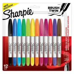 Sharpie&reg; Assorted Colors Brush Twin Tip Markers, 12ct.
