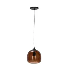 Hello Honey&reg; 8.25" Amber Round Glass & Metal Pendant Lamp with Hardwire