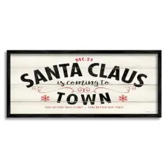 Stupell Industries Santa Claus Coming To Town Rustic Framed Giclee Art Black