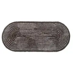 Hello Honey&reg; Brown & Ivory Modern Oval Cotton Tufted Rug With Woven Line Design, 60" x 24"