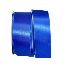 JAM Paper 2.5" x 50yd. Wired Satin Ribbon Royal