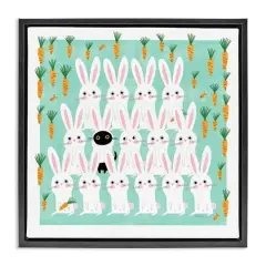 Stupell Industries Cat Mixed with Bunnies Floater Framed Art Black