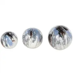Blue, Brown & Cream Metal Abstract Swirl Orbs & Vase Filler Set