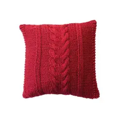 Hello Honey&reg; 20" Red Square Cable Knit Pillow