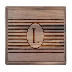 Stripe Monogram Walnut Cutting Board L