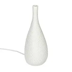 Hello Honey&reg; 12.5" White Debossed Stoneware Bisque Table Lamp with Inline Switch