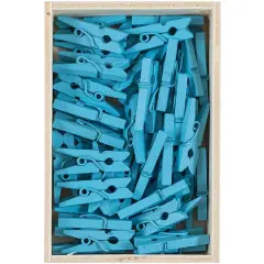 JAM Paper 7/8" Wood Clothespins, 100ct. Blue