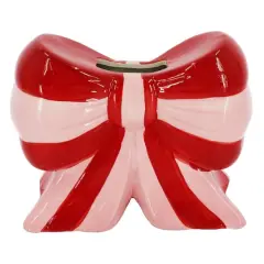 8" Pink Stripe Bow Ceramic Container by Ashland&reg;