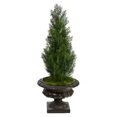 3.5ft. UV Resistant Mini Cedar Artificial Pine Tree in Iron Colored Urn