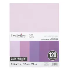 8.5" x 11" Mixed 24lb. Solid Core Paper Pack by Recollections&trade;, 120 Sheets Purple Passion