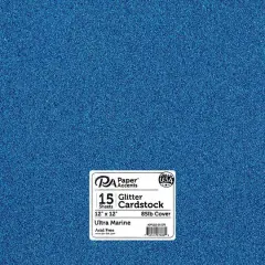 PA Paper&trade; Accents Glitter 12" x 12" Cardstock, 15 Sheets Ultra Marine