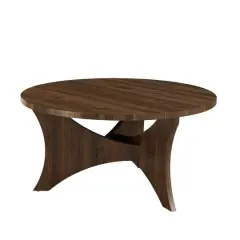 36" Dark Walnut Mid Century 3-Leg Round Coffee Table