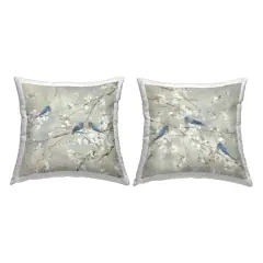 Stupell Industries Blue Birds Perched Tree Blossoms Spring Scene 2 Pillows, Each 18" x 18"
