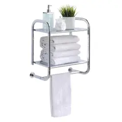 SunnyPoint Wall Mount 2 Tier Bathroom Shelf Chrome