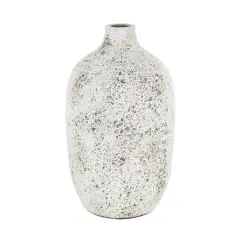 17" White Antique-Style Textured Ceramic Vase