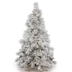 3.5ft. Pre-Lit Flocked Alberta Artificial Christmas Tree, Pure White LED Lights