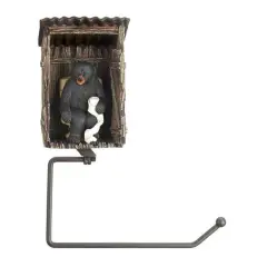 9.5" Bear Outhouse Toilet Paper Holder