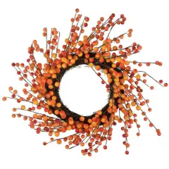 14" Orange & Red Berry Artificial Fall Harvest Twig Wreath