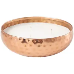 7" White Tropical Breeze Scented 3-Wick Candle with Hammered Copper Container