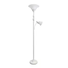 Lalia Home Torchiere Floor Lamp with Reading Light White/White Shades