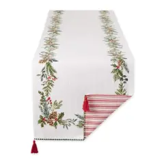 DII&reg; 72" Heritage Holiday Sprigs Reversible Embellished Table Runner