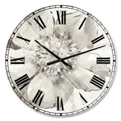 Designart Indigold Grey Peonies III Traditional Wall Clock