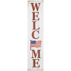 36" Welcome USA Flag Americana Wooden Porch Board Sign Decoration