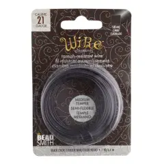 The Beadsmith&reg; Wire Elements&trade; 21 Gauge Tarnish Resistant Medium Temper Square Wire, 7yd. Black