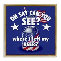 Stupell Industries Funny Patriotic Beer Floater Framed Art Gold