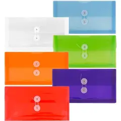 JAM Paper 5.25" x 10" Mixed Plastic Button String Booklet Envelopes, 12ct.