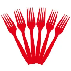 JAM Paper Premium Plastic Forks, 100ct. Red