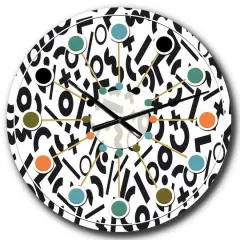 Designart 'Monochrome Geometric Pattern X Mid-Century Modern Wall Clock