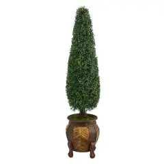 5ft. Boxwood Topiary in Decorative Planter