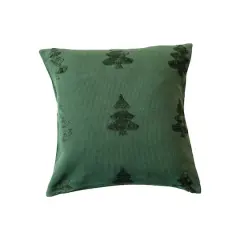 Hello Honey&reg; 20" Green Square Woven Cotton Blend Jacquard Pillow
