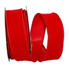 The Ribbon Roll 1.375" x 10yd. Velvet Wired Ribbon Red