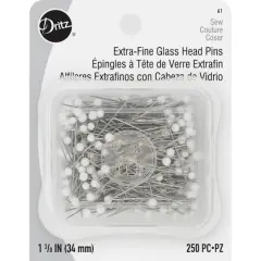 Dritz&reg; 1.375" White Extra Fine Glass Head Pins, 250ct.