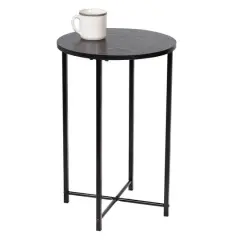 Honey Can Do Black Round Side Table with X-Pattern Base