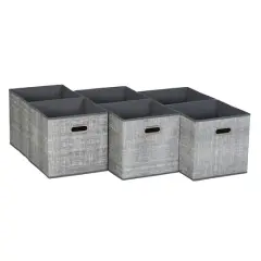 6 Pack Household Essentials 11" Fabric Storage Bins Gray Mix