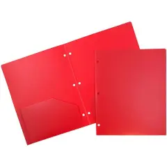 JAM Paper Plastic 2 Pocket 3 Hole Punch Presentation School Folder Red