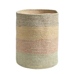 12" Handmade Natural Cotton Multicolored Woven Basket Planter