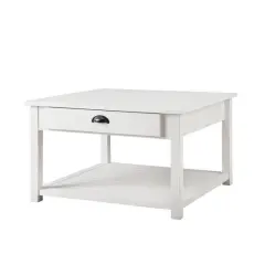 30" Brushed White Square Country Coffee Table