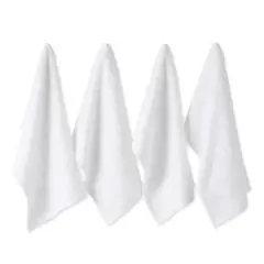 DII&reg; Solid Windowpane Terry Dishtowels, 4ct. White