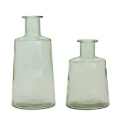 Sage Green Glass Bottle Vases Set