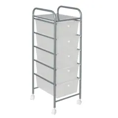 Honey Can Do Silver 5-Drawer Rolling Storage Cart