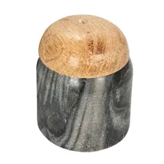 Hello Honey&reg; 3.25" Gray Marble & Mango Wood Pinch Pot with Lid